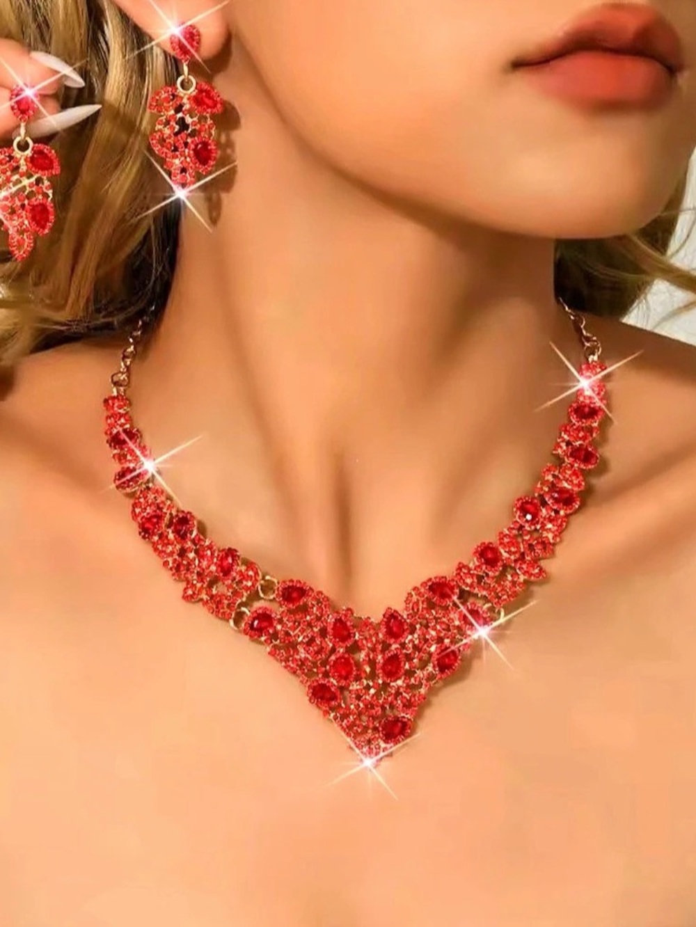New Red & Gold Statement Jewelry Set